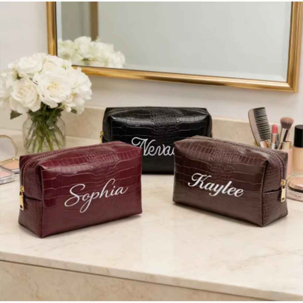 Travel Accessories Gifts For Her - Bolsa de maquillaje bordada con diseño